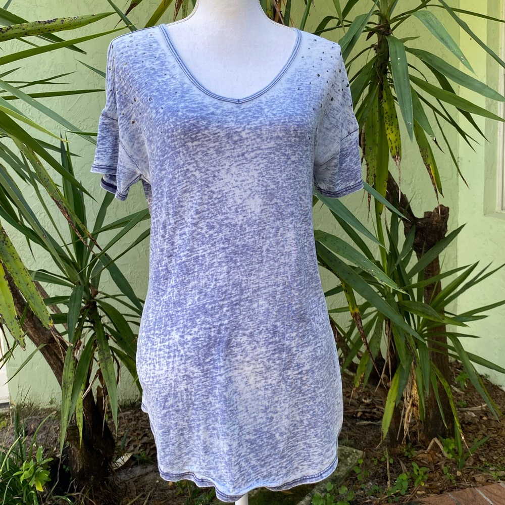 T Party Navy Burnout Studded Tshirt